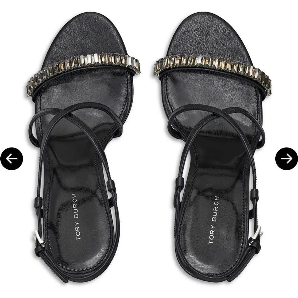 Tory Burch Crystal-Embellished Black High Heel Sandals | Size 7 | NWT + Dust Bag - Picture 8 of 10